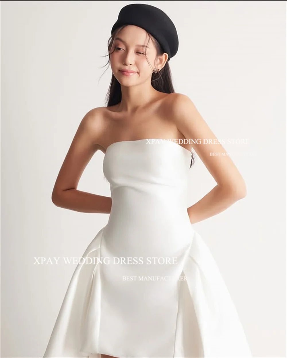 前短後長平口輕婚紗｜韓系簡約客製婚紗｜自助婚紗與外拍推薦 WeddLin - WeddLin 輕婚紗