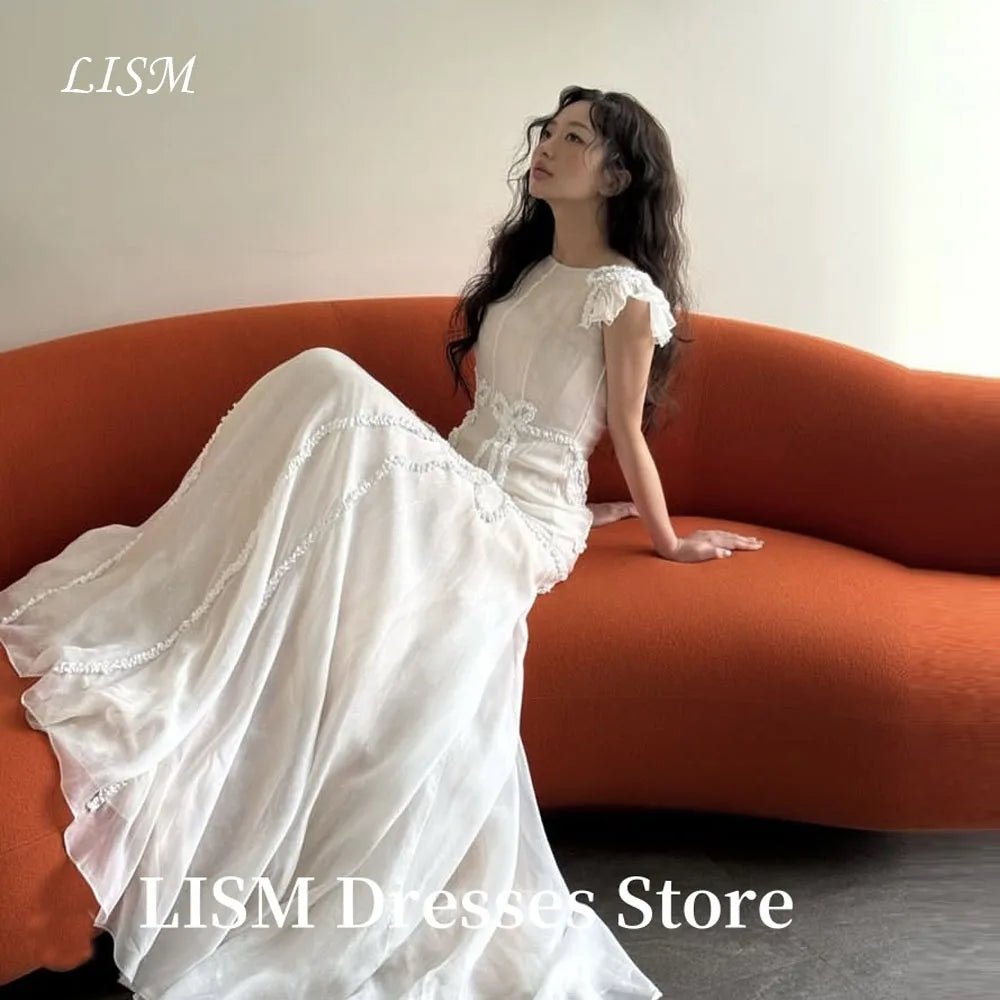 韓系簡約圓領雪紡輕婚紗｜客製量身訂製推薦｜WeddLin - WeddLin 輕婚紗