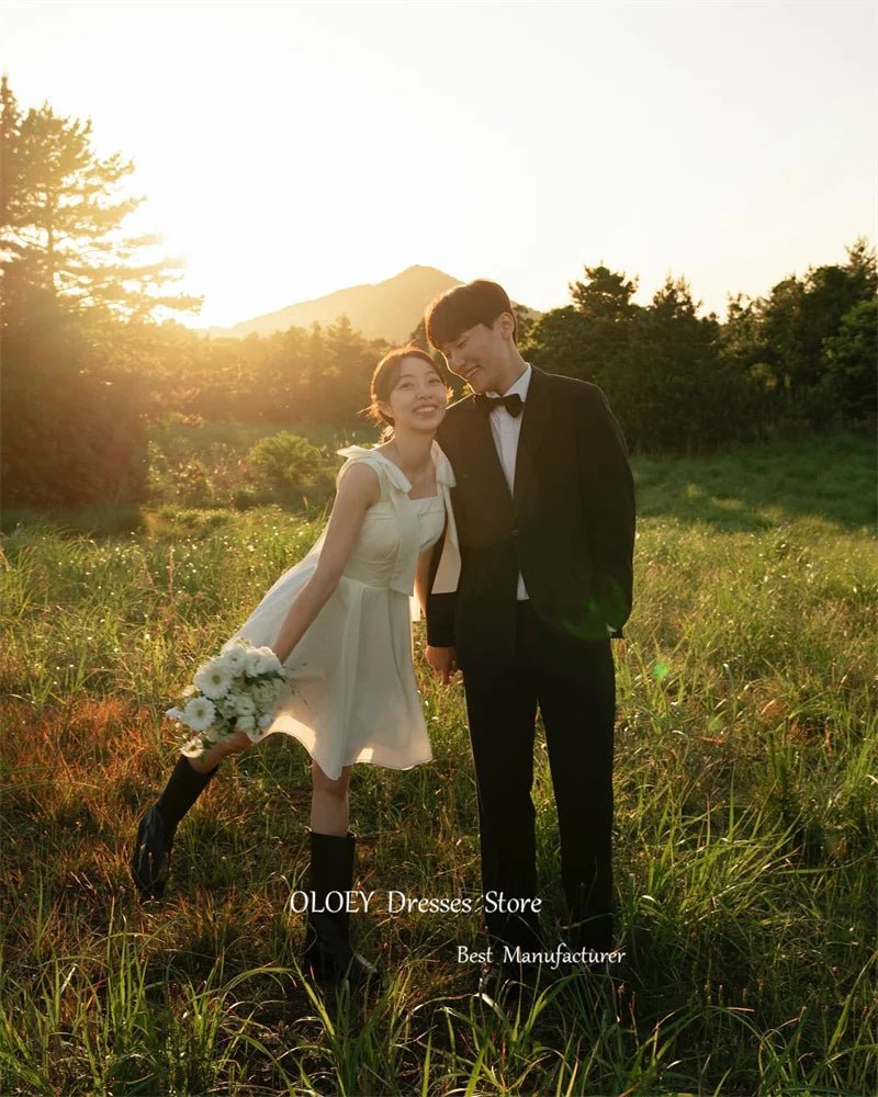 平口短版緞面輕婚紗｜自助婚紗與海外婚禮外拍首選｜WeddLin 客製婚紗 - WeddLin 輕婚紗