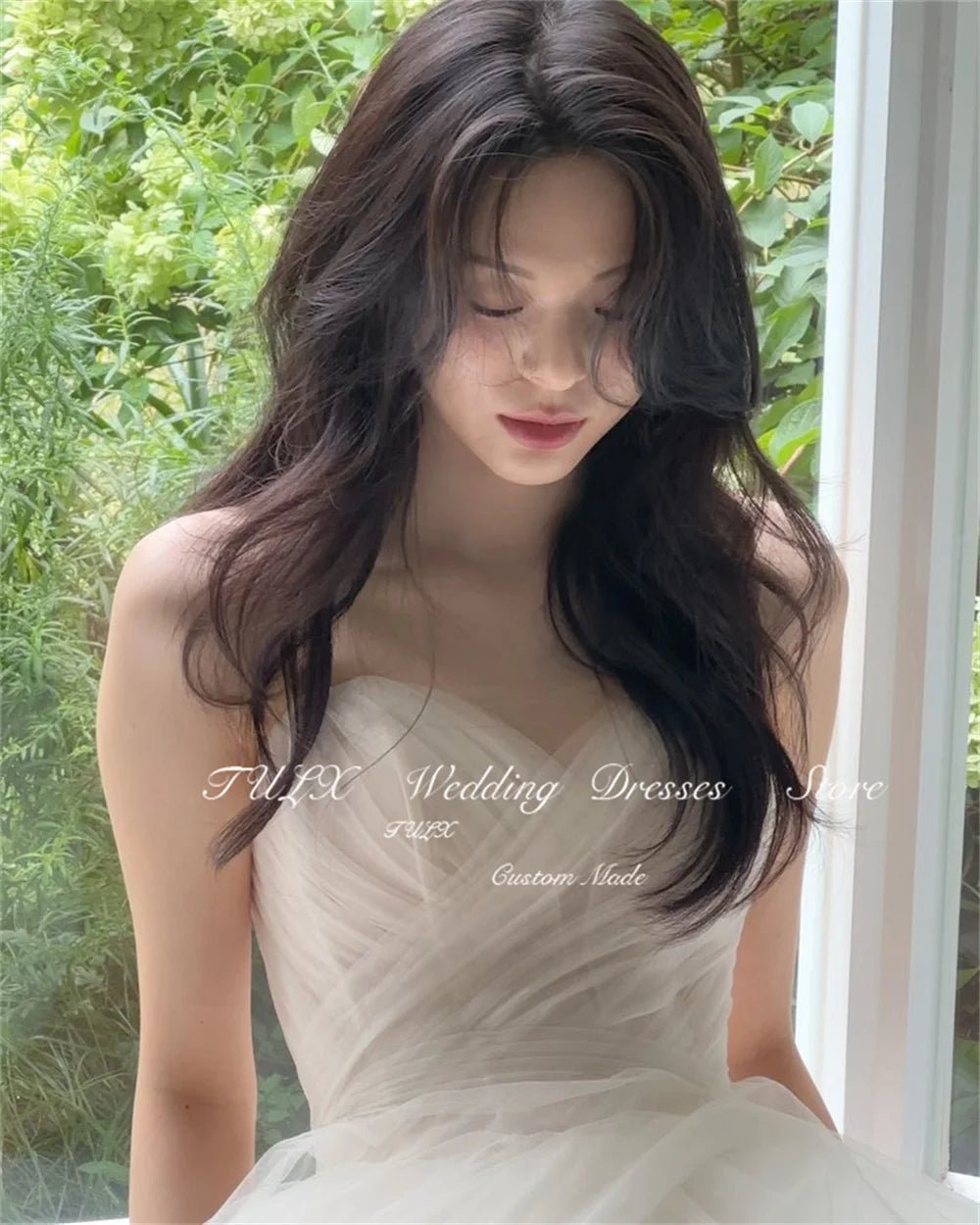 WeddLin 方心領泡泡袖長婚紗｜韓版拍攝禮服 A字紗裙 - WeddLin 輕婚紗