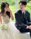 WeddLin 方心領泡泡袖長婚紗｜韓版拍攝禮服 A字紗裙 - WeddLin 輕婚紗