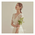 WeddLin 象牙白緞面輕婚紗｜韓系五分袖 A - Line 剪裁．客製尺寸、海外/拍照婚紗 - WeddLin 輕婚紗