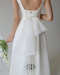 韓系美背馬甲輕婚紗｜Weddlin 客製簡約緞面 A - Line 宴客禮服 - WeddLin 輕婚紗
