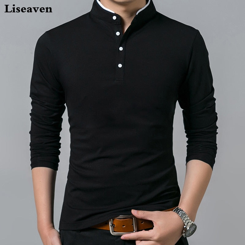 T Shirt男士純棉/長袖 T /男士純色 T Shirt上衣/立領襯衫