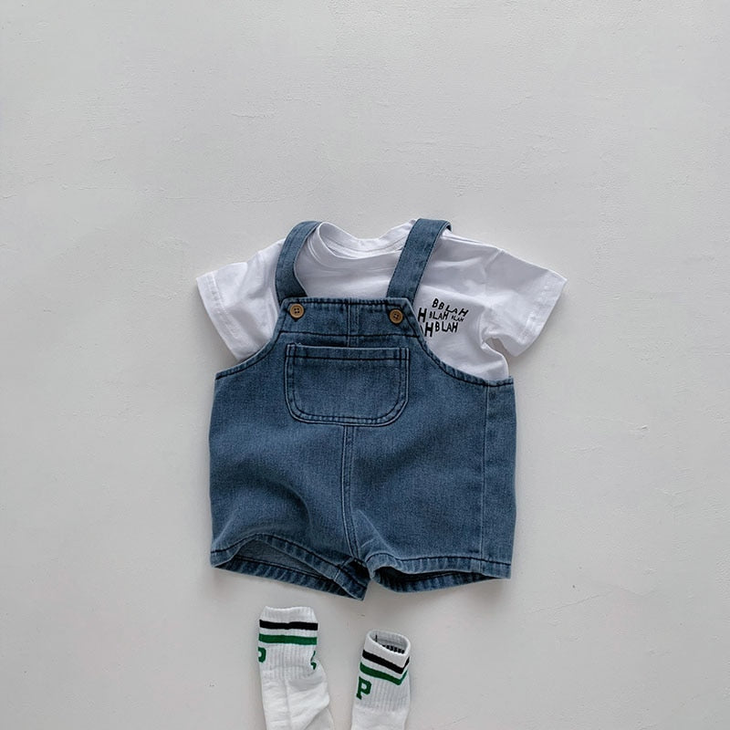 夏季嬰兒服裝套裝/女童套裝/嬰兒 T 恤和牛仔男童裝