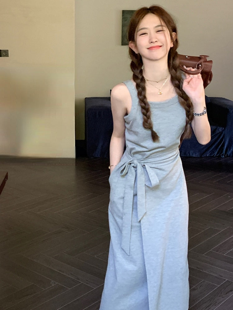 韓國優雅夏季新品/派對修身一件式連衣裙復古海灘休閒性感無袖修身晚禮服/